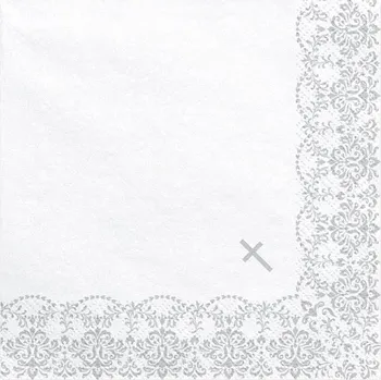 Papírový ubrousek Ubrousky k prvnímu svatému přijímání 33x33 cm Ornament Stříbrný