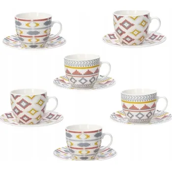 Porcelánové šálky na kávu a čaj s podšálky TOGNANA 200 ml, sada 6 Ks. K2