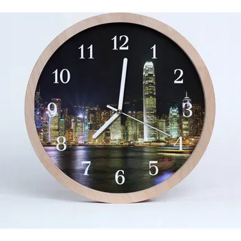 Hodiny Nástěnné hodiny z překližky Tiché Město budovy 25 cm