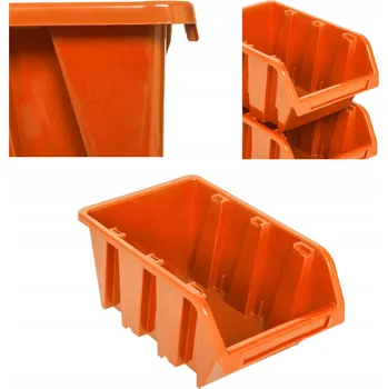 Úložný box 10x Oranžová plastová bedna / box do dílny 120x195x90 mm