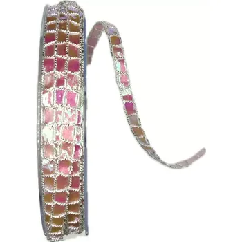 Stuha Stuha vysekávaná PINK PEARL 5mm x 20m (5,-Kč/m) (Stuha vysekávaná, růžová, oboustranná, s perleťovým leskem)