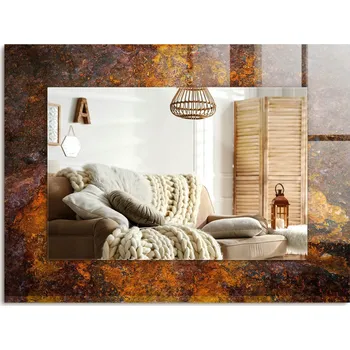 Zrcadlo Dekorativní zrcadlo s potiskem Zrezivělý kovový povrch 80x60 cm