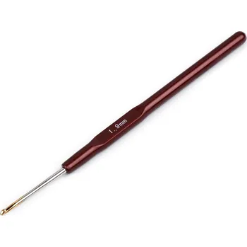 Háček na háčkování se zlatou špičkou vel. 0,5; 0,7; 0,9; 1,1; 1,3; 1,5; 1,7; 1,9 Varianta: 8 (1,9 mm) hnědá, Balení: 5 ks