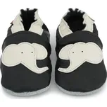 CAROZOO Kožené capáčky s koženou podrážkou sloník 7-8 let Černá 32,5