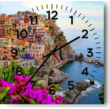 Hodiny Nástěnné hodiny do obýváku 40x40 Krajina Bezhluczne Skleněné hodiny Tiché