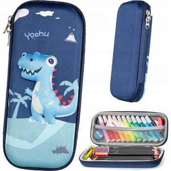 Penál SUPER ŠKOLNÍ PENÁL Pro Chlapce Mládežnický KOSMETICKÁ TAŠTIČKA 3D ŠKOLA DINOSAURUS