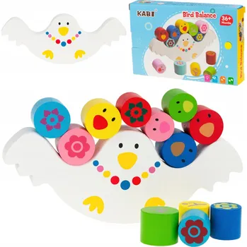 Dřevěná hračka DOVEDNOSTNÍ HRA DŘEVĚNÁ BALANČNÍ SLEPIČKA Montessori, barevná, pro rodiny