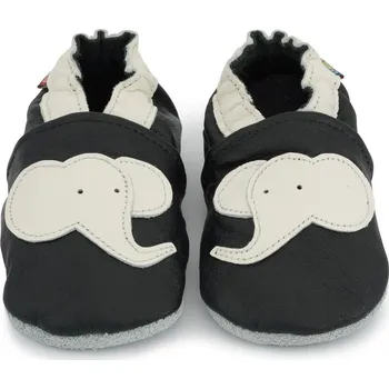 Capáčky CAROZOO Kožené capáčky s koženou podrážkou sloník 5-6 let Černá 29,5