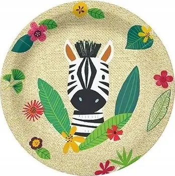 Talíř Papírové talířky Zvířátka Zebra 23 cm 10 Ks