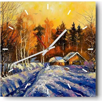 Hodiny Velké nástěnné hodiny 40x40 Krajina Skleněné hodiny Tiché