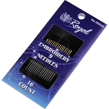 Jehly ruční, zlatá ucha - Embroidery Varianta: 5 (9) Embrodiery nikl, Balení: 10 karta