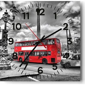 Hodiny Kuchyňské nástěnné hodiny 30x30 Města Skleněné hodiny do obýváku Moderní Tiché