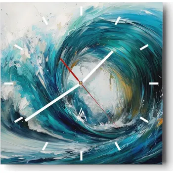 Hodiny Velké nástěnné hodiny 40x40 Ocean Skleněné hodiny Čtvercové Tiché