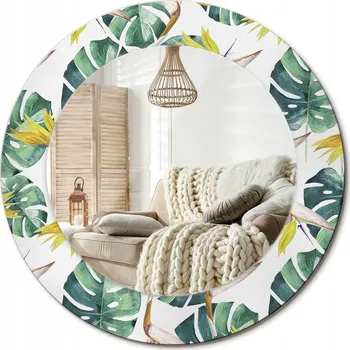Zrcadlo Zrcadlo s potiskem do koupelny ložnice obývacího pokoje Tropické listy 50 cm