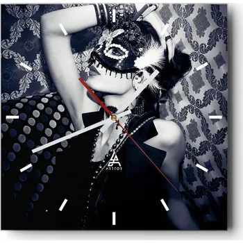 Hodiny Nástěnné hodiny do kuchyně 30x30 Žena Stylové hodiny na skle Loft Tiché