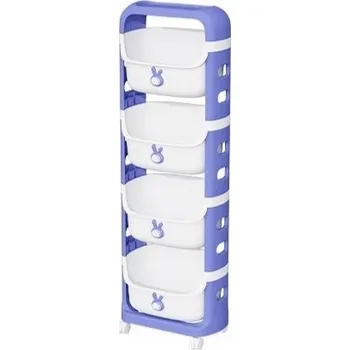 Úložný box PLASTOVÁ SKŘÍŇKA NA HRAČKY, ÚLOŽNÝ BOX, REGÁL MODRÝ KRÁLÍK 4 POLICE RG33