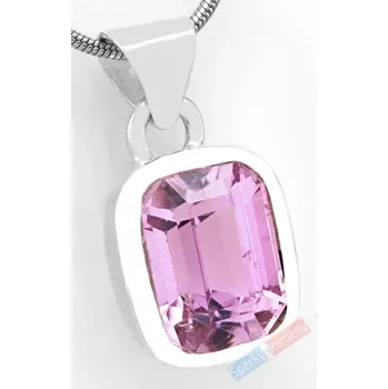 Přívěsek Stříbrný přívěsek (Ag 925/1000) s broušeným kunzitem QAA, cca 16 x 13 mm, nádherná barva a krásný brus, RARITA (KT5003P)