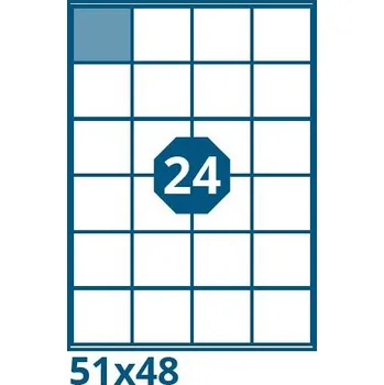 Speciální papír Print etikety 51x48mm 24 etiket na A4 100 listů, bílé - V0004092