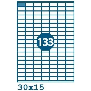 Samolepící etiketa Print etikety 30 x 15 mm 133 etiket na A4 100 listů, bílé - V0003731