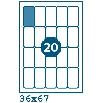 Samolepící etiketa Print etikety 36 x 67 mm 20 etiket na A4 100 listů, bílé - V0006798