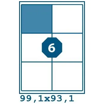 Samolepící etiketa Print etikety 99,1 x 93,1 mm 6 etiket na A4 100 listů