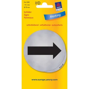 Kancelářské potřeby Piktogram Směrová šipka AVERY, průměr 75 mm, stříbrný - 3230