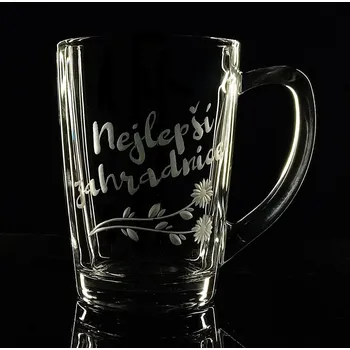 Hrnek skleněný na čaj 250ml - Nejlepší zahradnice - ručně ryté (broušené), dárková krabička