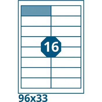 Speciální papír Print etikety 96 x 33 mm 16 etiket na A4 100 listů, bílé -