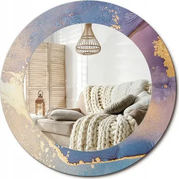 Zrcadlo Zrcadlo s potiskem do koupelny, kuchyně, předsíně, Ø 50 cm, mramorový kámen