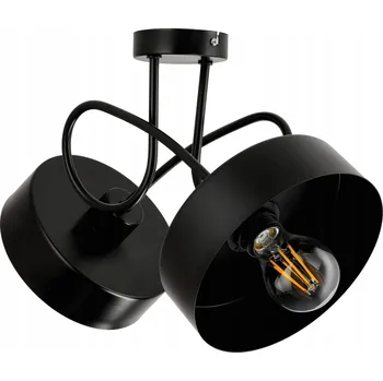 Stropní svítidlo LED Lustr 2xE27 LOFT Černý s Vinutým Kabelem Střední