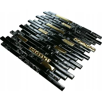 Obklad Skleněná mozaika Englass 30 x 30 cm černá, odstíny žluté a zlatá