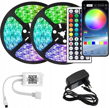 LED osvětlení LED pásek 10M RGB s Bluetooth ovládáním přes aplikaci a hudbu + DÁLKOVÝ OVLADAČ