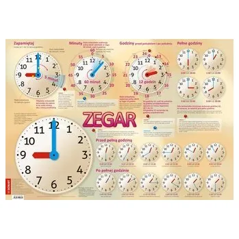 Cizí jazyk Plansza edukacyjna- Zegar + książeczka - Praca zbiorowa (pl, 2019-09, Plastový obal, Demart)