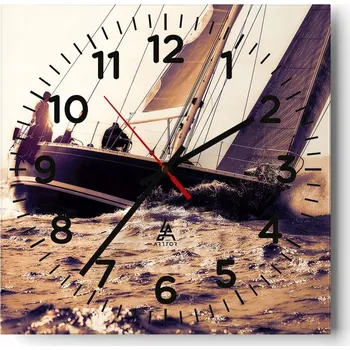 Hodiny Nástěnné hodiny do obýváku 40x40 Jachta Tiché hodiny na skle Stylové