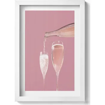 Obraz Dekorativní obraz v rámu do obýváku Růžové šampaňské ve stylu glamour 20x30 cm