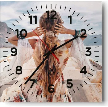 Hodiny Nástěnné hodiny do obýváku 40x40 Krajina Bezhluczne Skleněné hodiny Tiché