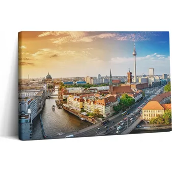 Obraz Obraz Na Plátně do posilovny, rám ze dřeva, pohled na Berlín, 30x20 cm