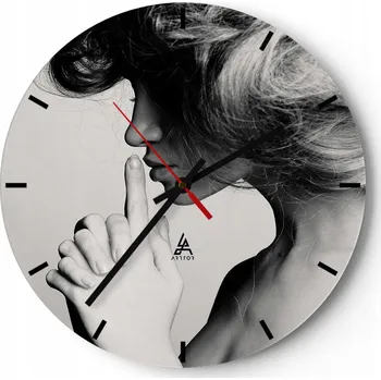 Hodiny Velké nástěnné hodiny na zeď 40x40 Žena Skleněné hodiny Kulatý Tiché