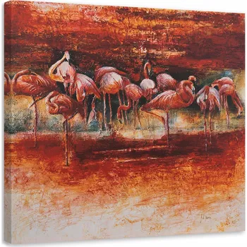 Obraz OBRAZ NA PLÁTNĚ Ptáci Plameňáci Růžová 30x30