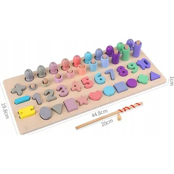 Dřevěná hračka MAGNETYCZNA UKŁADANKA ČÍSLICE RYBIČKY MONTESSORI PASTELOVÁ PRO DĚTI