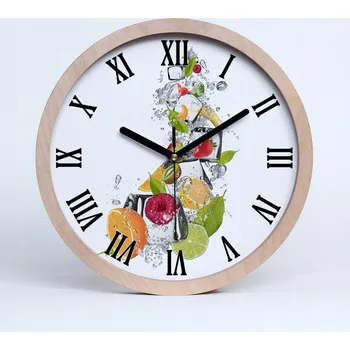 Hodiny Velké dřevěné nástěnné hodiny s ovocem a ledem, průměr 30 cm