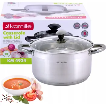 Hrnec HRNEC TRADIČNÍ OCELOVÝ VELKÝ S POKLICÍ 5,0 L INDUKCE PLYN KAMILLE