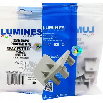 Příslušenství pro LED osvětlení 10x Šedá záslepka profilu LED LUMINES G s otvorem