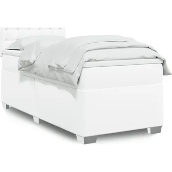 Postel vidaXL Box spring postel s matrací 90x190 cm umělá kůže [3288401] Barva: Bílá