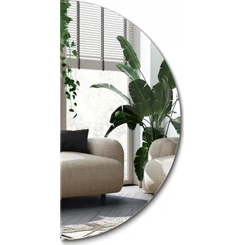 Zrcadlo Zrcadlo do koupelny, závěsné, půlkulaté, s výřezem bez rámu, průměr 50 cm