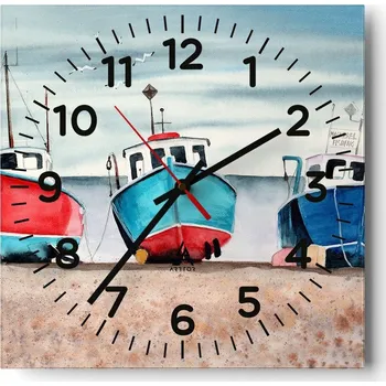 Hodiny Nástěnné hodiny do obýváku 40x40 Umění moře Bezhlučné Hodiny na skle Tiché