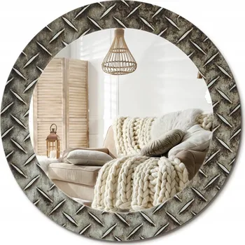 Zrcadlo Zrcadlo s potiskem do koupelny v předsíni Ocelová textura o průměru 60 cm