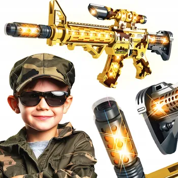 Dětská zbraň Puška kulometová pistole hračka interaktivní zbraň zvuk LED světla