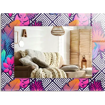 Zrcadlo Dekorativní zrcadlo s ozdobným potiskem Barevné tropické listy 80x60 cm