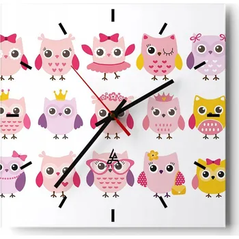 Hodiny Velké nástěnné hodiny na zeď 40x40 Ptáci Skleněné hodiny Čtvercové Tiché